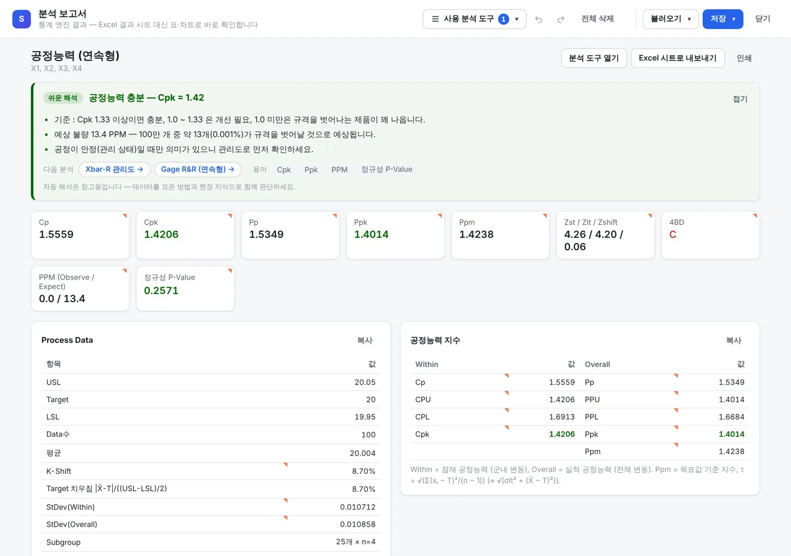 SmartTab 분석 보고서 화면